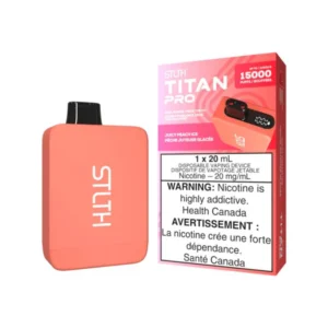 stlth titan pro disposable juicy peach ice, 15000 puffs